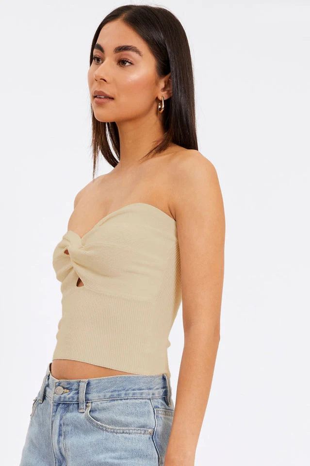 Merlaine Strapless Knotted Knit Crop Top - Image 10