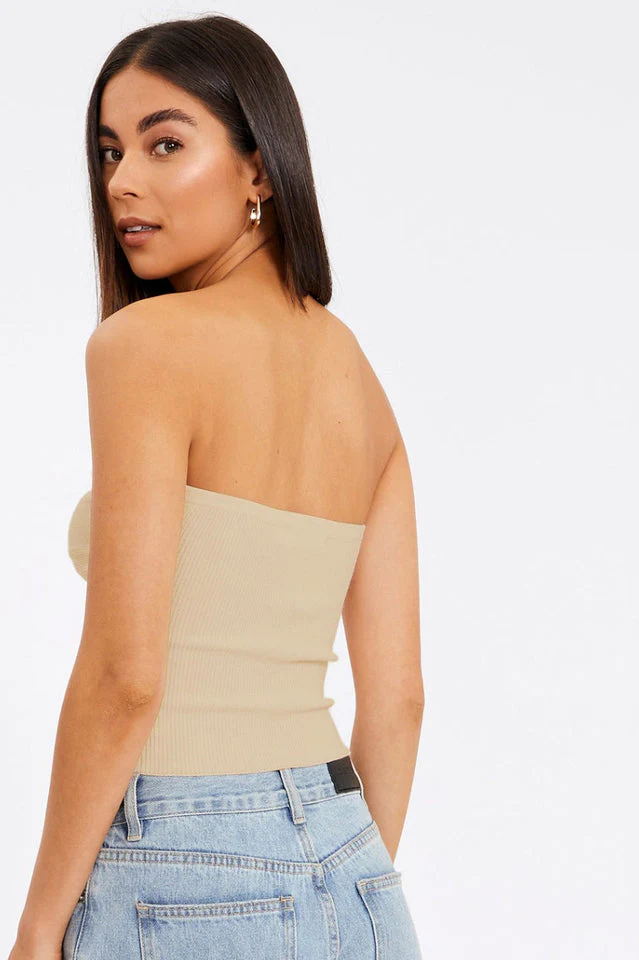 Merlaine Strapless Knotted Knit Crop Top - Image 11