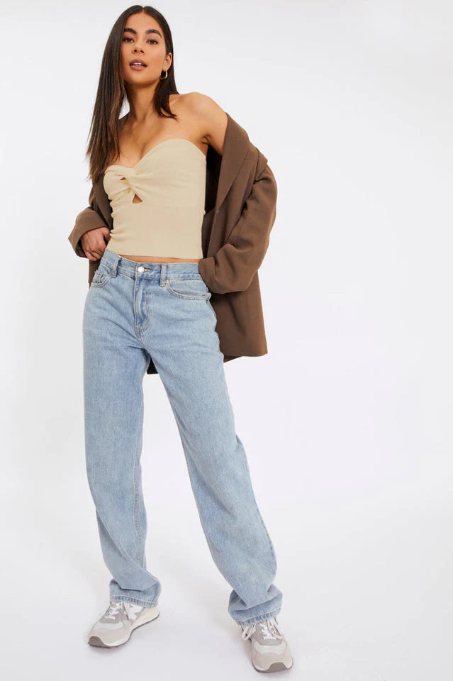 Merlaine Strapless Knotted Knit Crop Top - Image 12