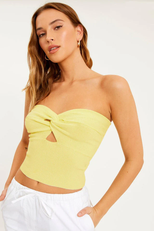 Merlaine Strapless Knotted Knit Crop Top - Image 13