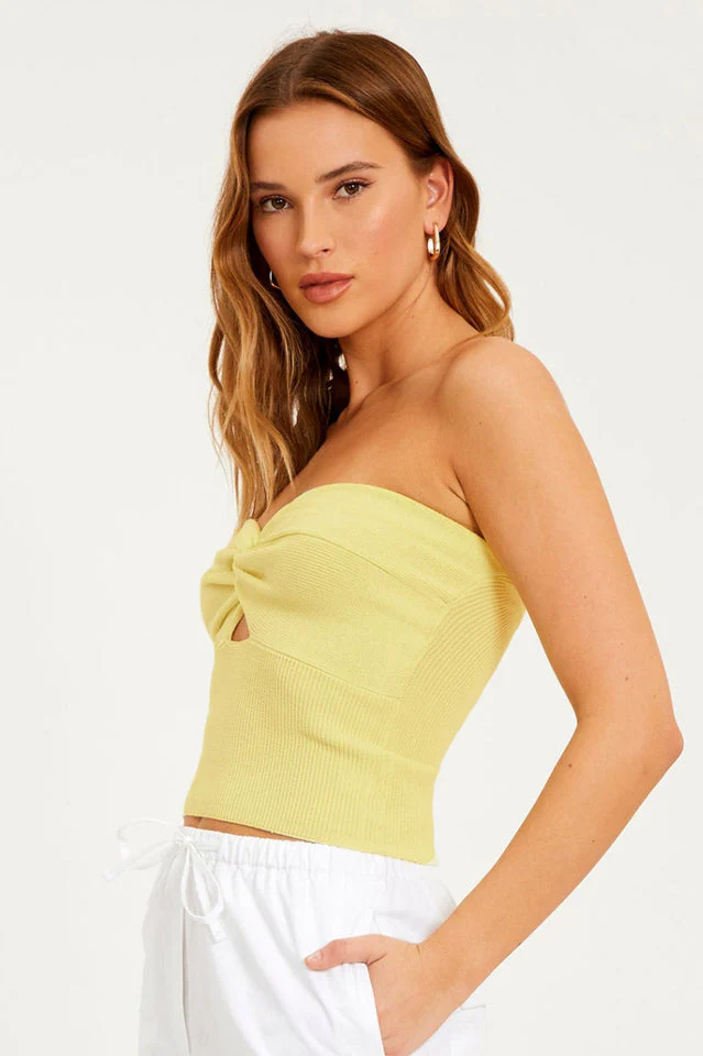 Merlaine Strapless Knotted Knit Crop Top - Image 14