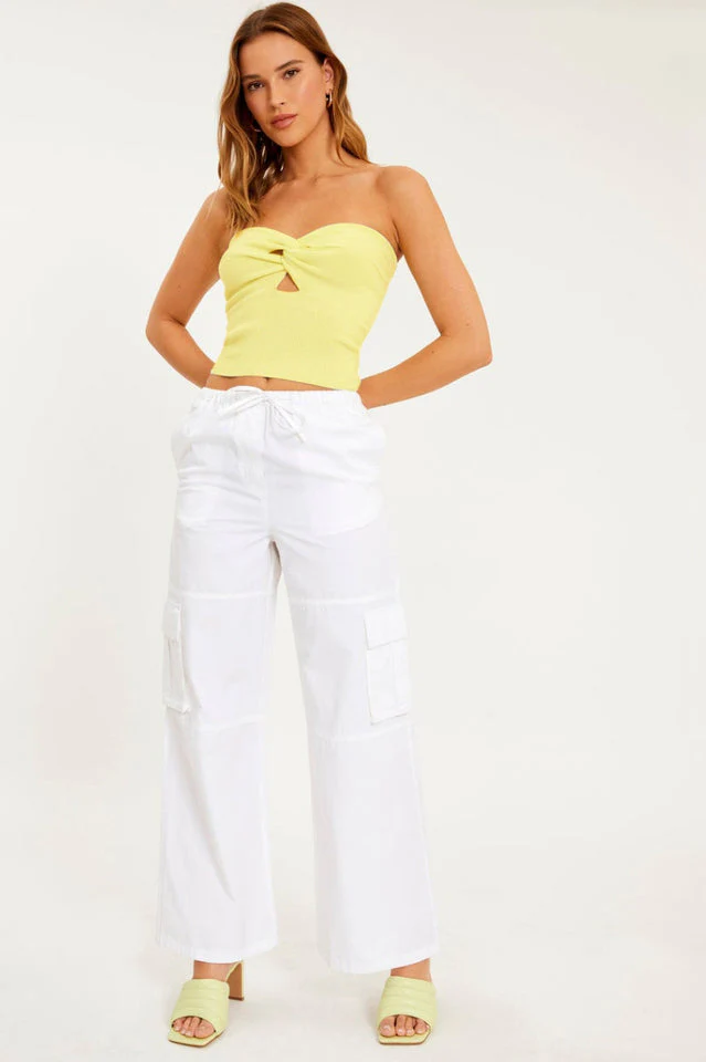 Merlaine Strapless Knotted Knit Crop Top - Image 16
