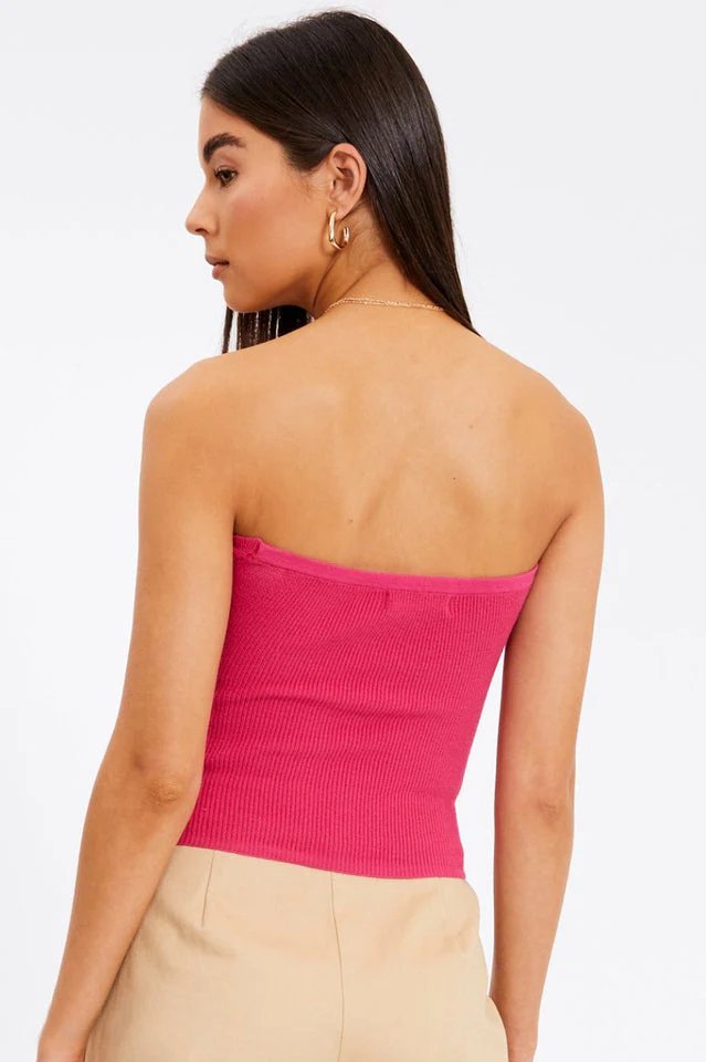 Merlaine Strapless Knotted Knit Crop Top - Image 19