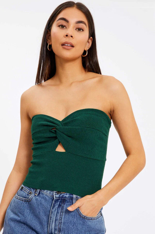 Merlaine Strapless Knotted Knit Crop Top - Image 21
