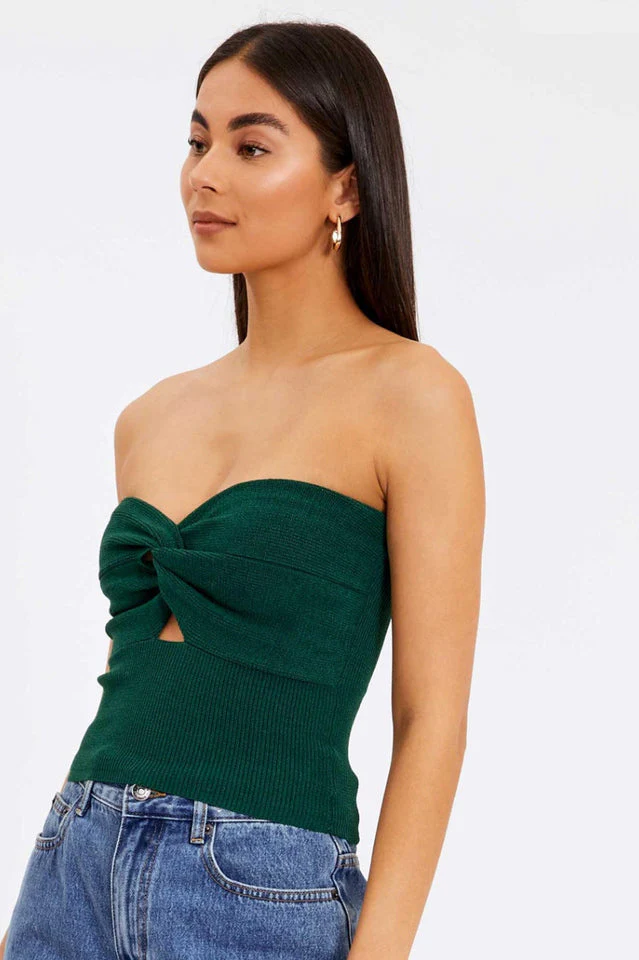 Merlaine Strapless Knotted Knit Crop Top - Image 22