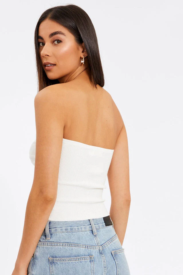 Merlaine Strapless Knotted Knit Crop Top - Image 4