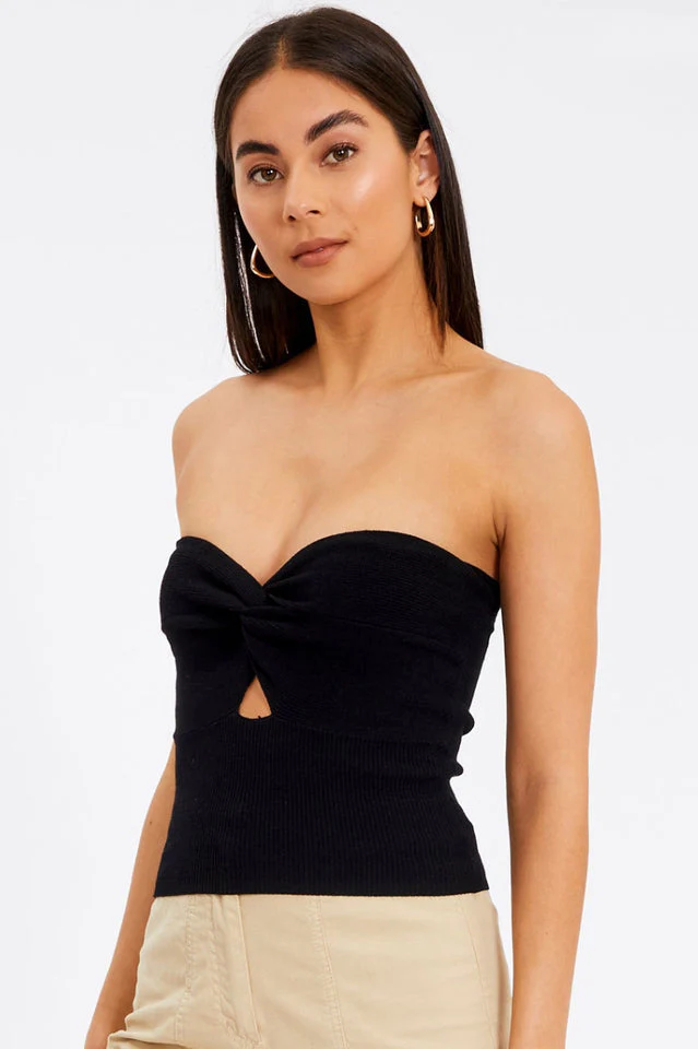 Merlaine Strapless Knotted Knit Crop Top - Image 6