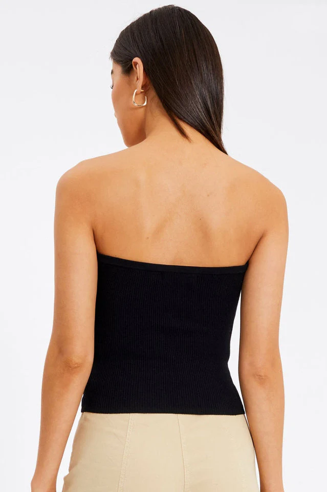 Merlaine Strapless Knotted Knit Crop Top - Image 7