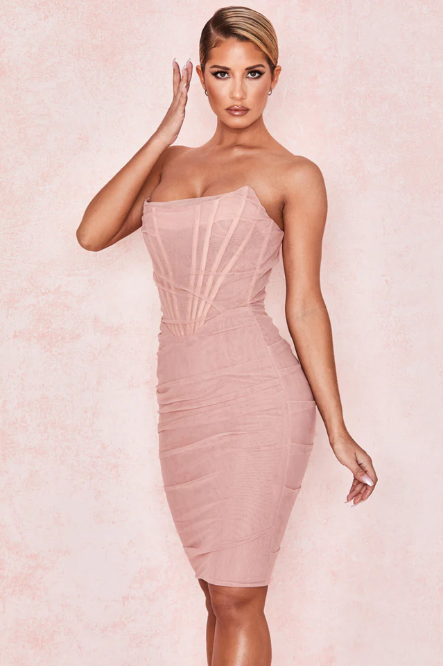 Mesh Strapless Corset Dress - Image 3