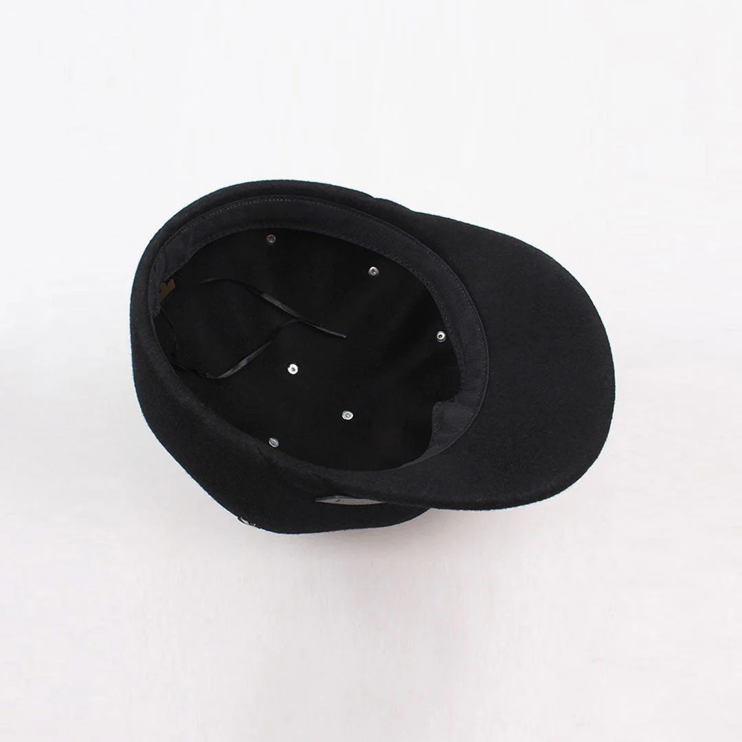 Classic Metal Cross Stud Embellishment Newsboy Hat - Black - Image 4