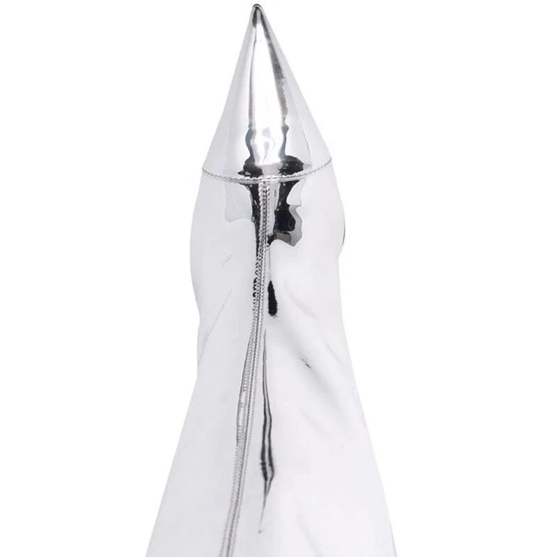 Metallic Pointed Toe Patent Leather Knee High Stiletto Boots - Silver - Image 4