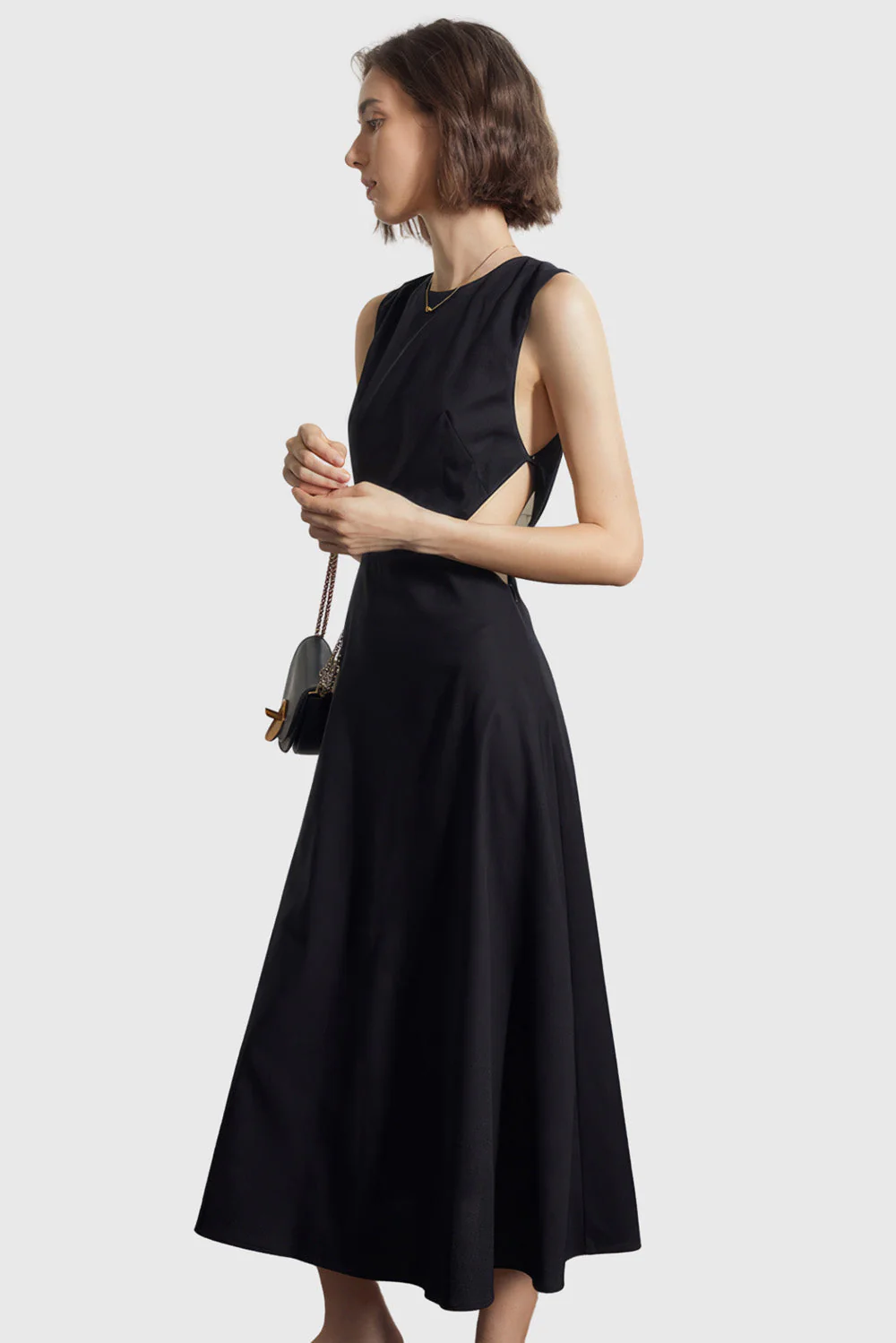 Midi Dress with Back Cuts - Black - Image 2