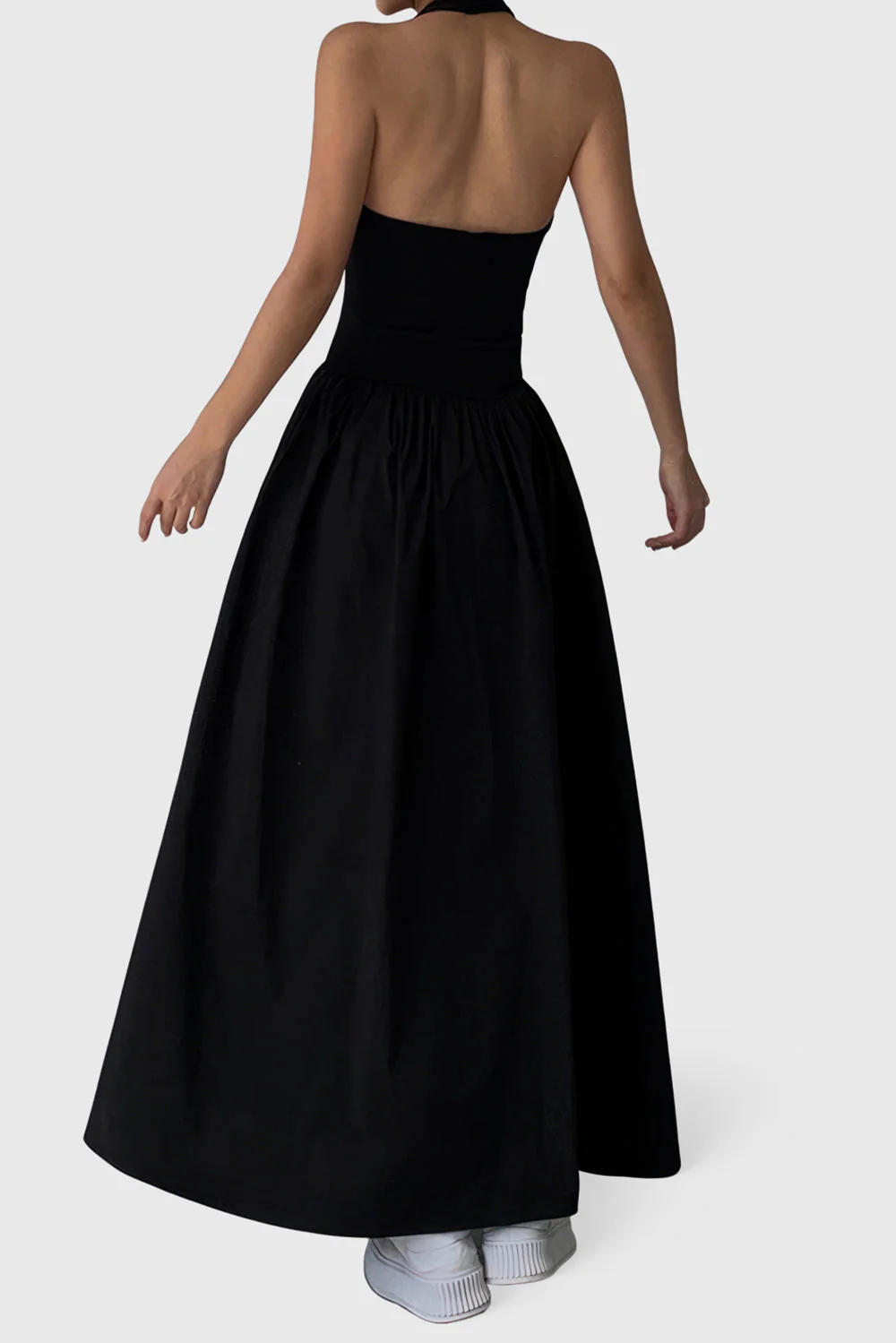 Midi Dress with Halter Neck - Black - Image 2