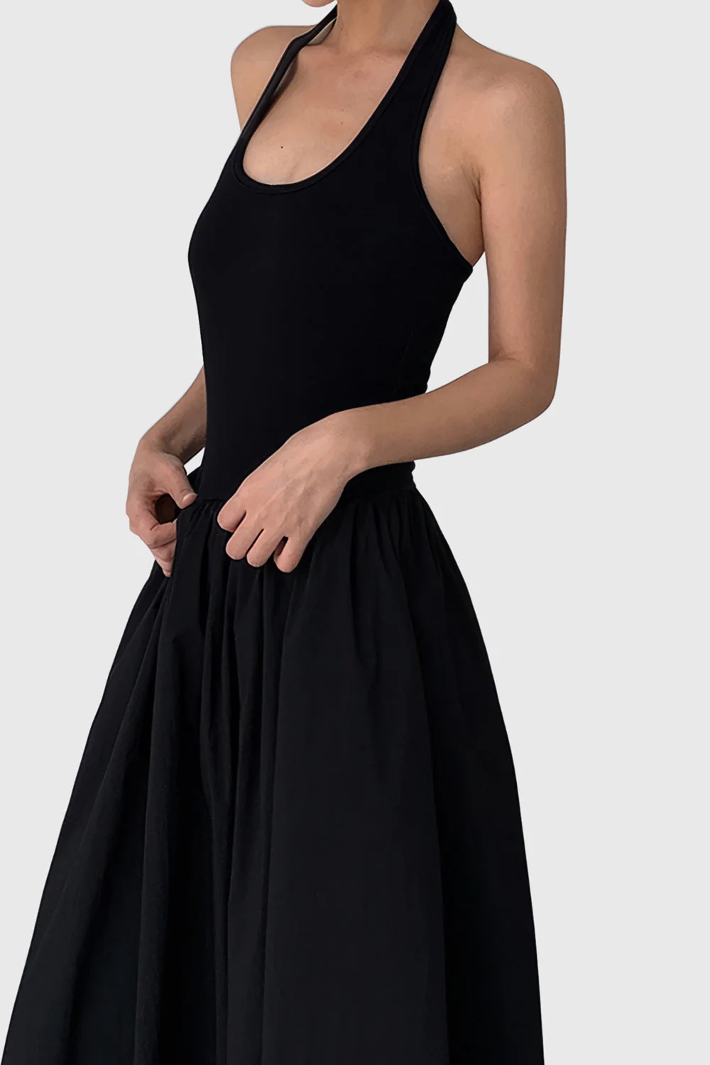 Midi Dress with Halter Neck - Black - Image 3
