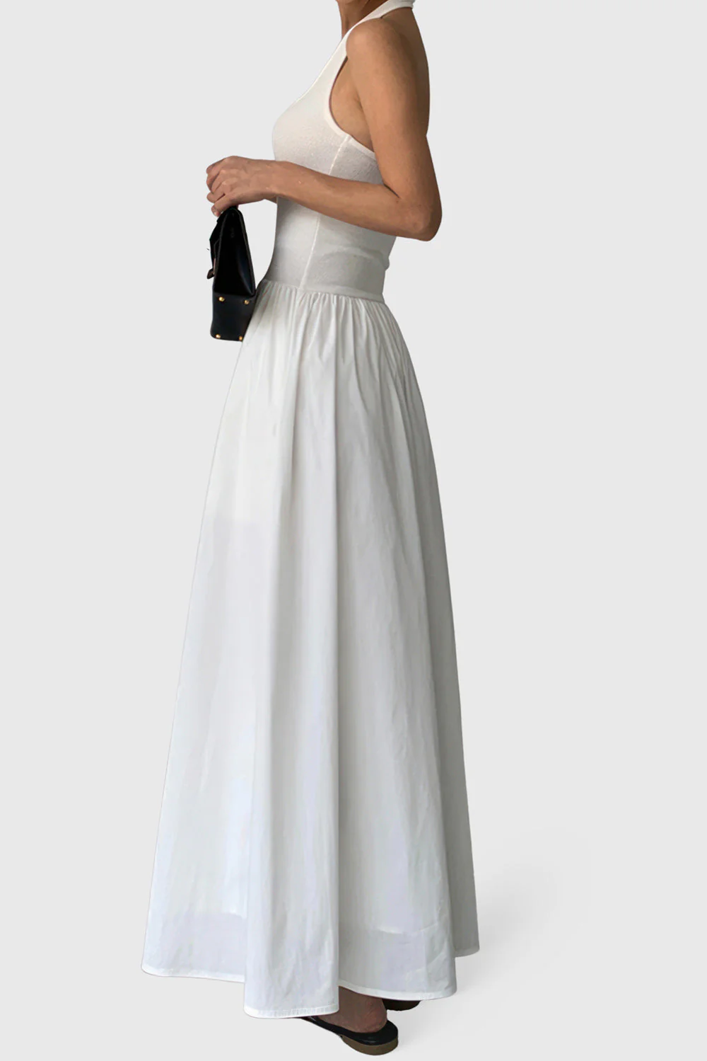 Midi Dress with Halter Neck - White - Image 2