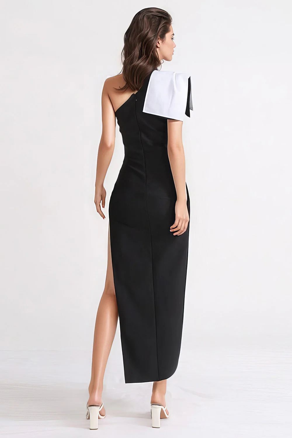 Midi Dress with High Slit - Black - Image 2