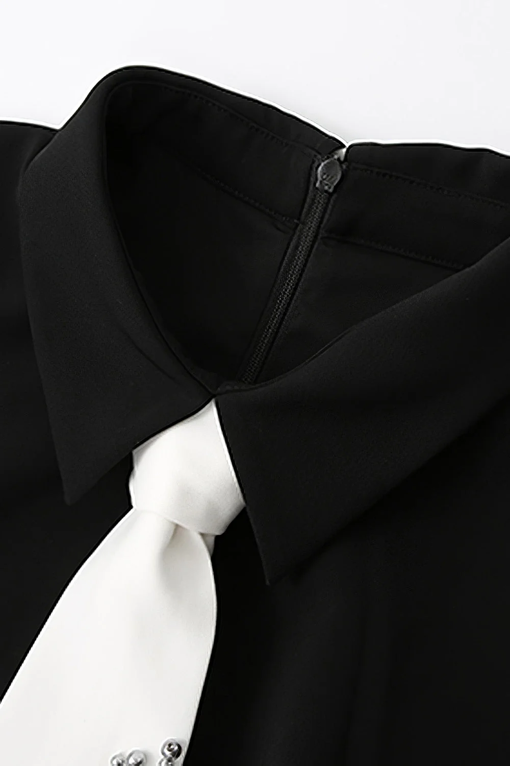 Midi Dress with Tie Detail - Black - Image 3