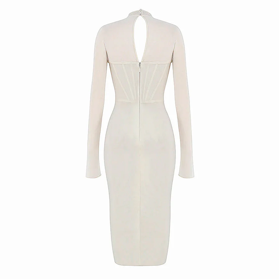 AIMI Long Sleeve Hollow Out MIDI Dress - Image 12