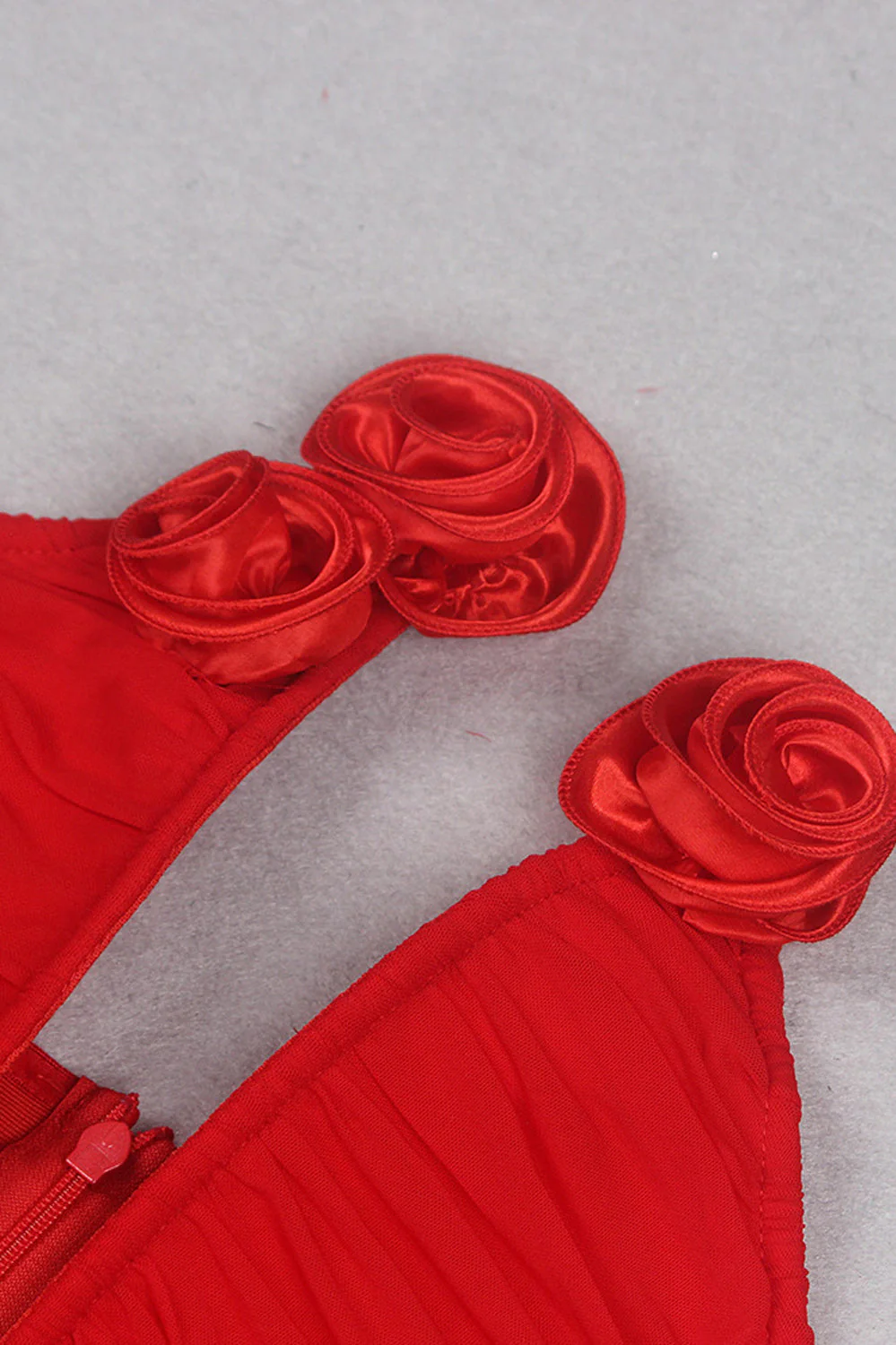 Mini Dress with Roses - Red - Image 3