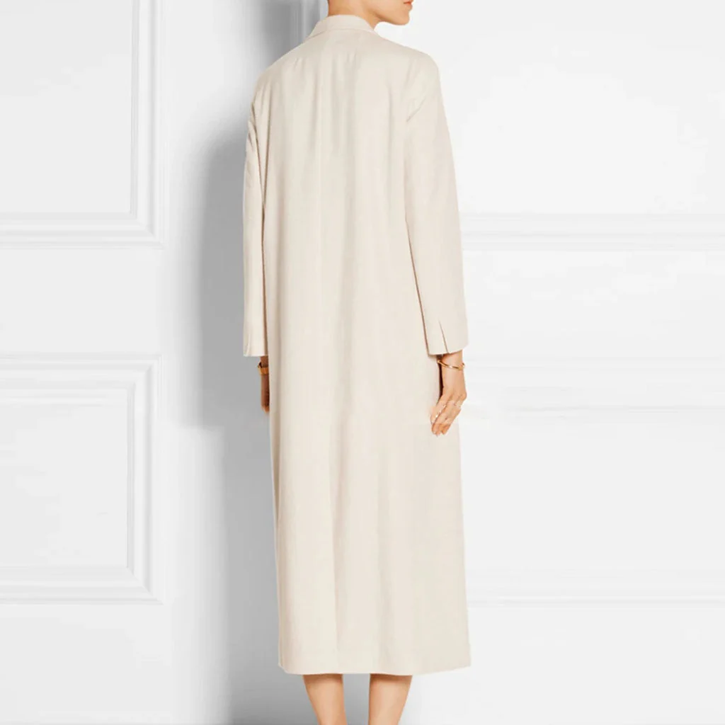 Minimal Notch Lapel Collar Two Button Long Sleeve Tailored Coat - Image 2