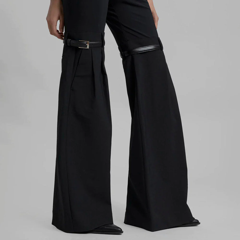 RIO KNEES Waist FLARED Black PANTS - Image 7