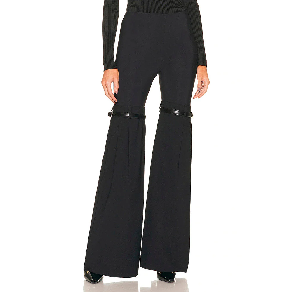 RIO KNEES Waist FLARED Black PANTS - Image 8