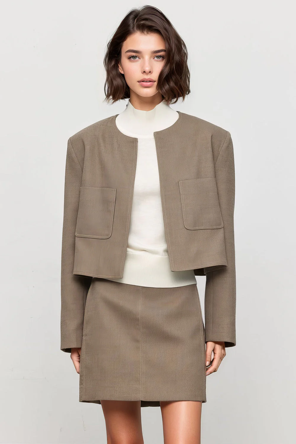 Minimalist Short Skirt - Brown - Image 2