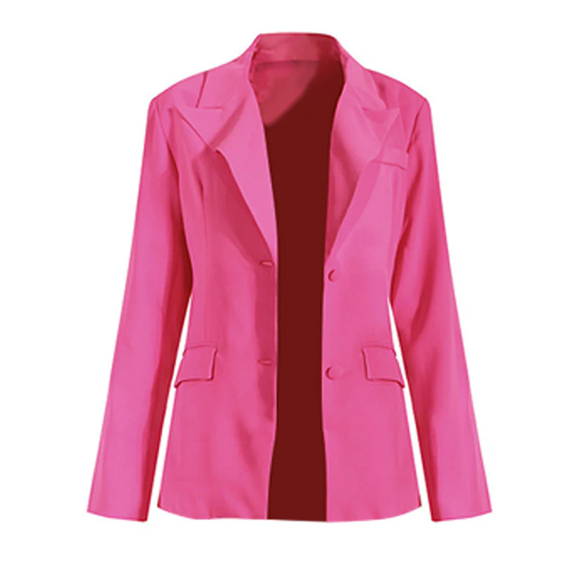 Minimalist Solid Color Peak Lapel Shoulder Pad Single Breasted Blazer - Image 2