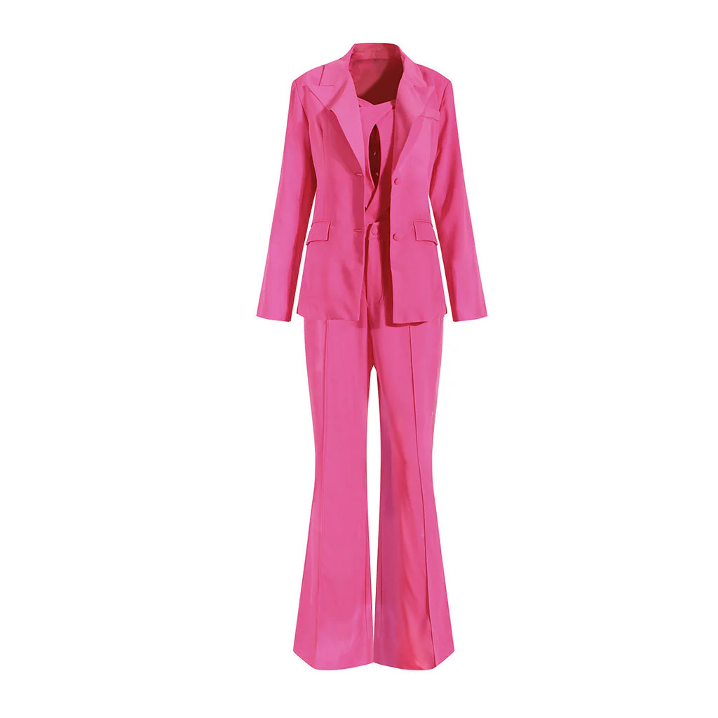 Minimalist Solid Color Peak Lapel Shoulder Pad Single Breasted Blazer - Image 3