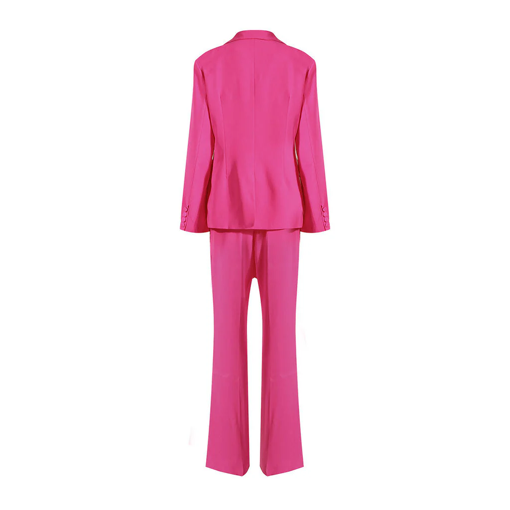 Minimalist Solid Color Peak Lapel Shoulder Pad Single Breasted Blazer - Image 4