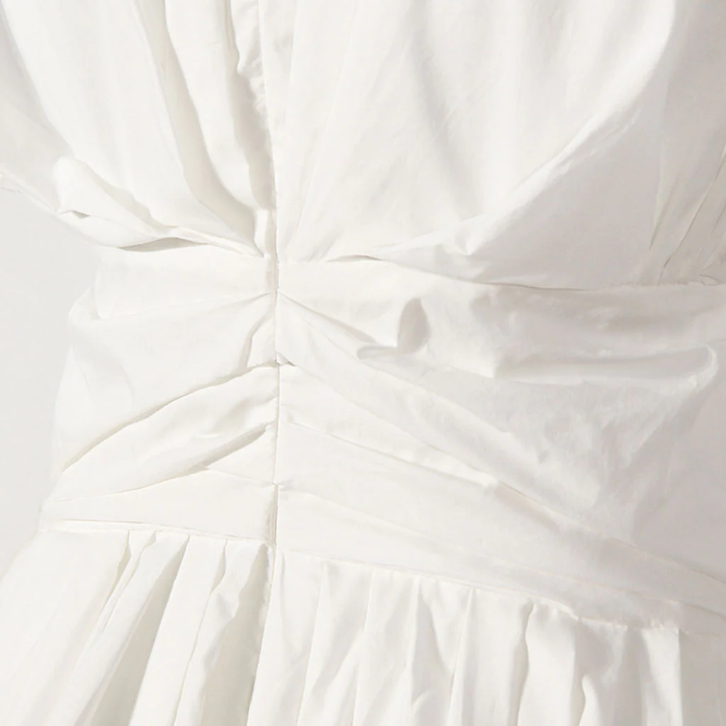 Minimalist Solid Color Round Neck Short Sleeve A Line Mini Dress - Image 4