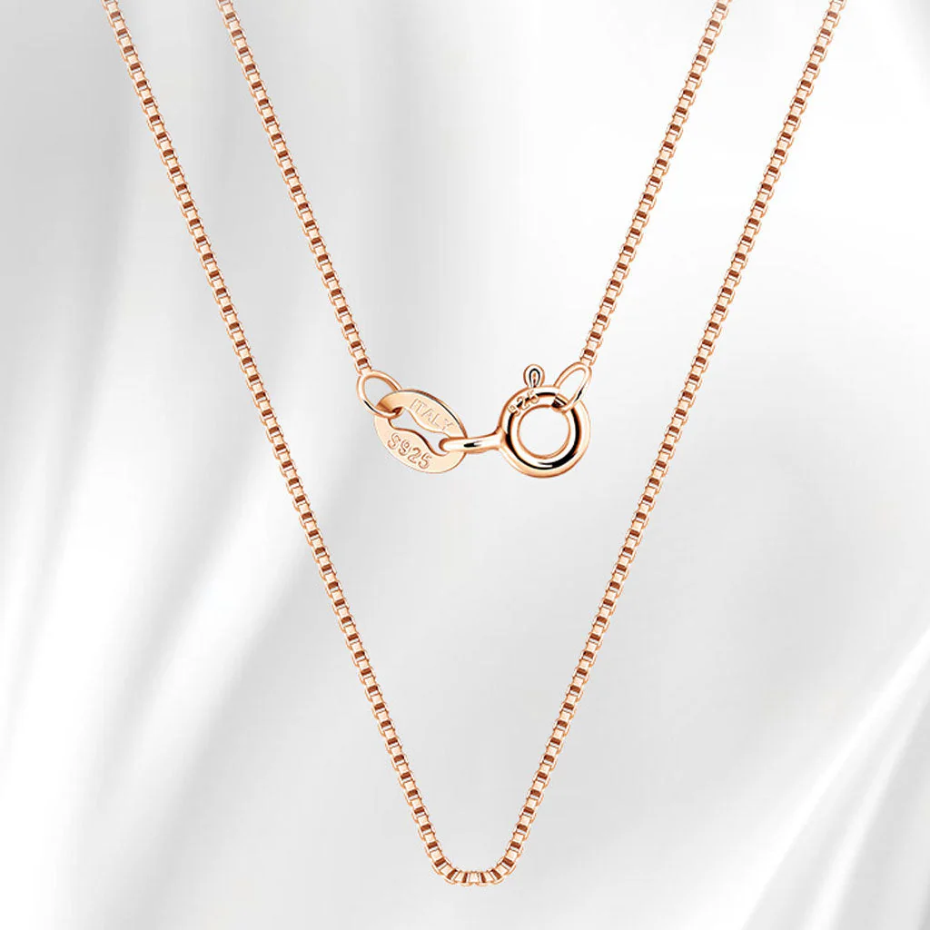 Minimalist Style Pure Sterling Silver 0.6MM Polished Box Chain NeckLace - Image 3
