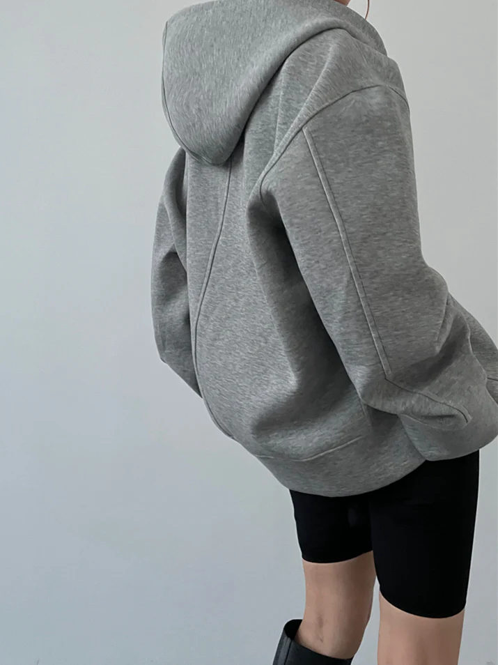 Minimalist Zipper Hooded Sweatshirt - Image 3