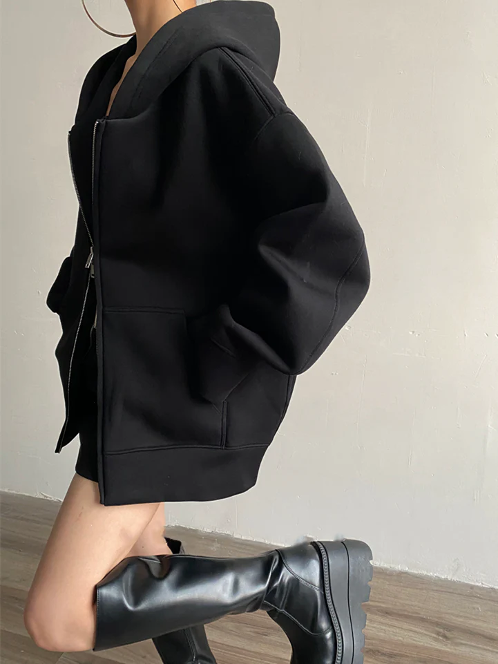 Minimalist Zipper Hooded Sweatshirt - Image 5