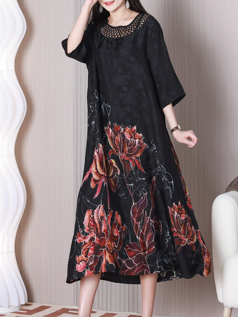 Most Popular Loose Round Neck A-line Dress - Image 3