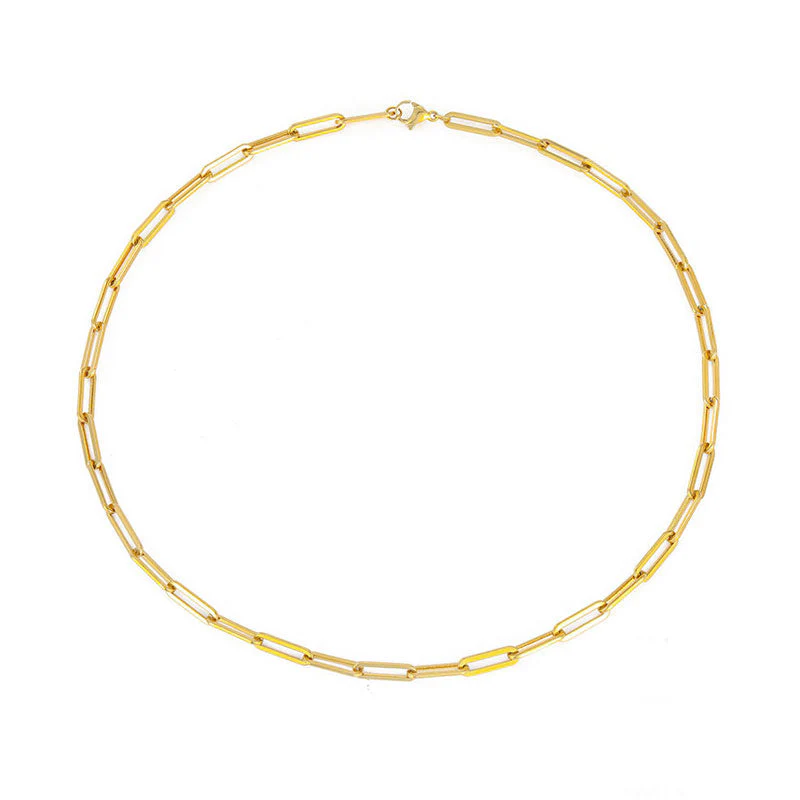 Modern Style Plated Large Paperclip Chain Link Necklace - Gold - Image 3