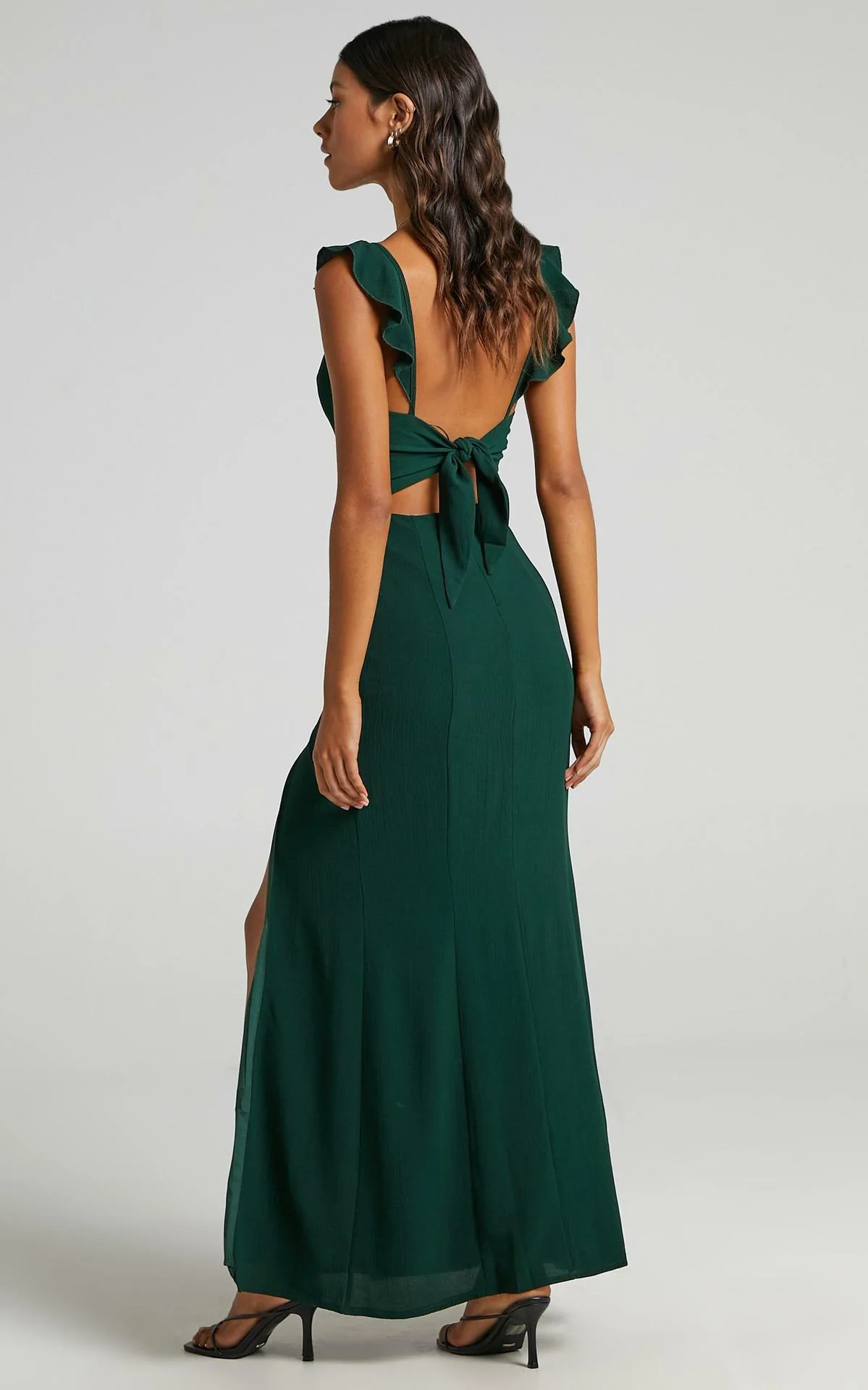 More Than This Ruffle Strap Maxi Dress - Green - Image 3