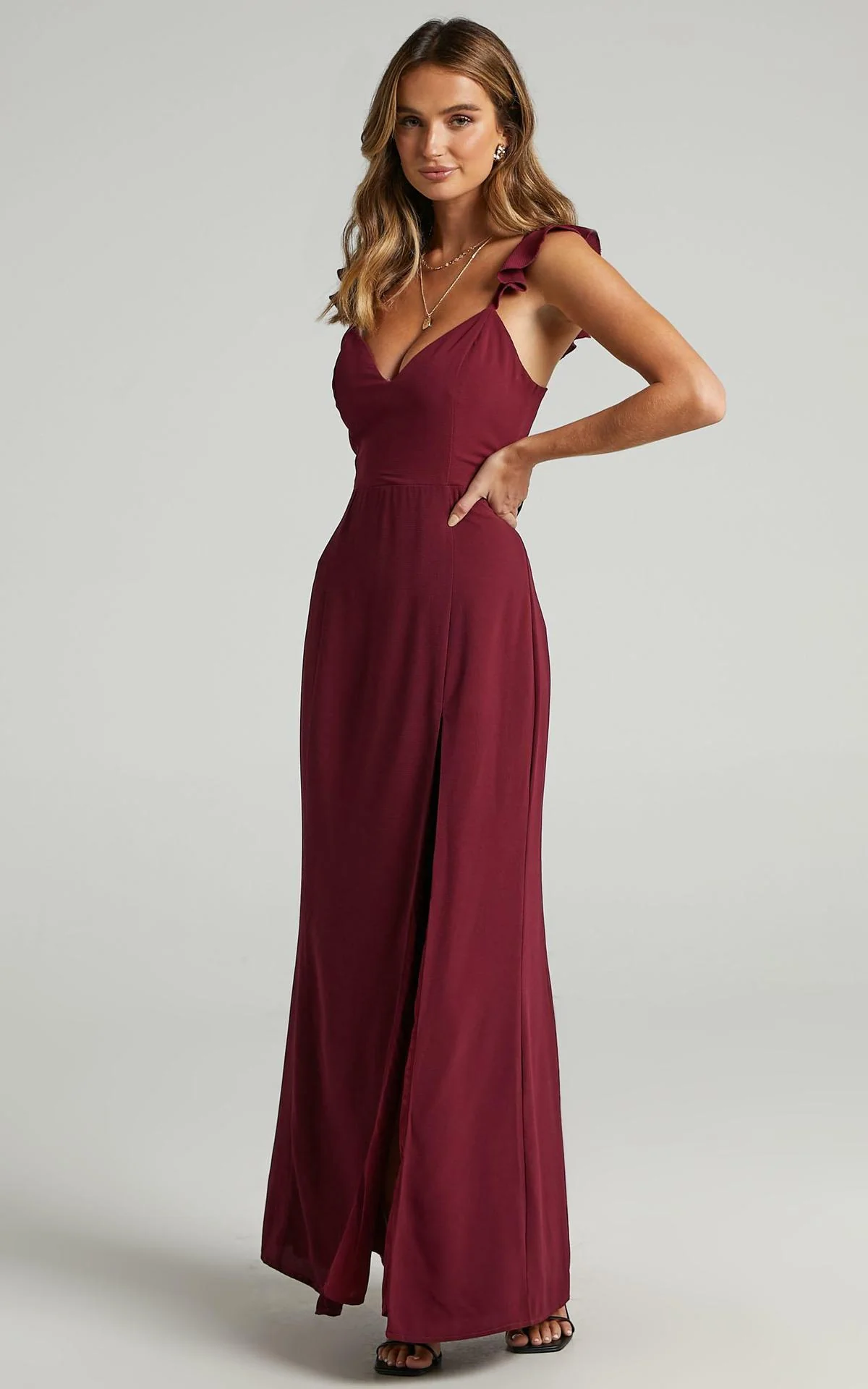 More Than This Ruffle Strap Maxi Dress - Red - Image 6