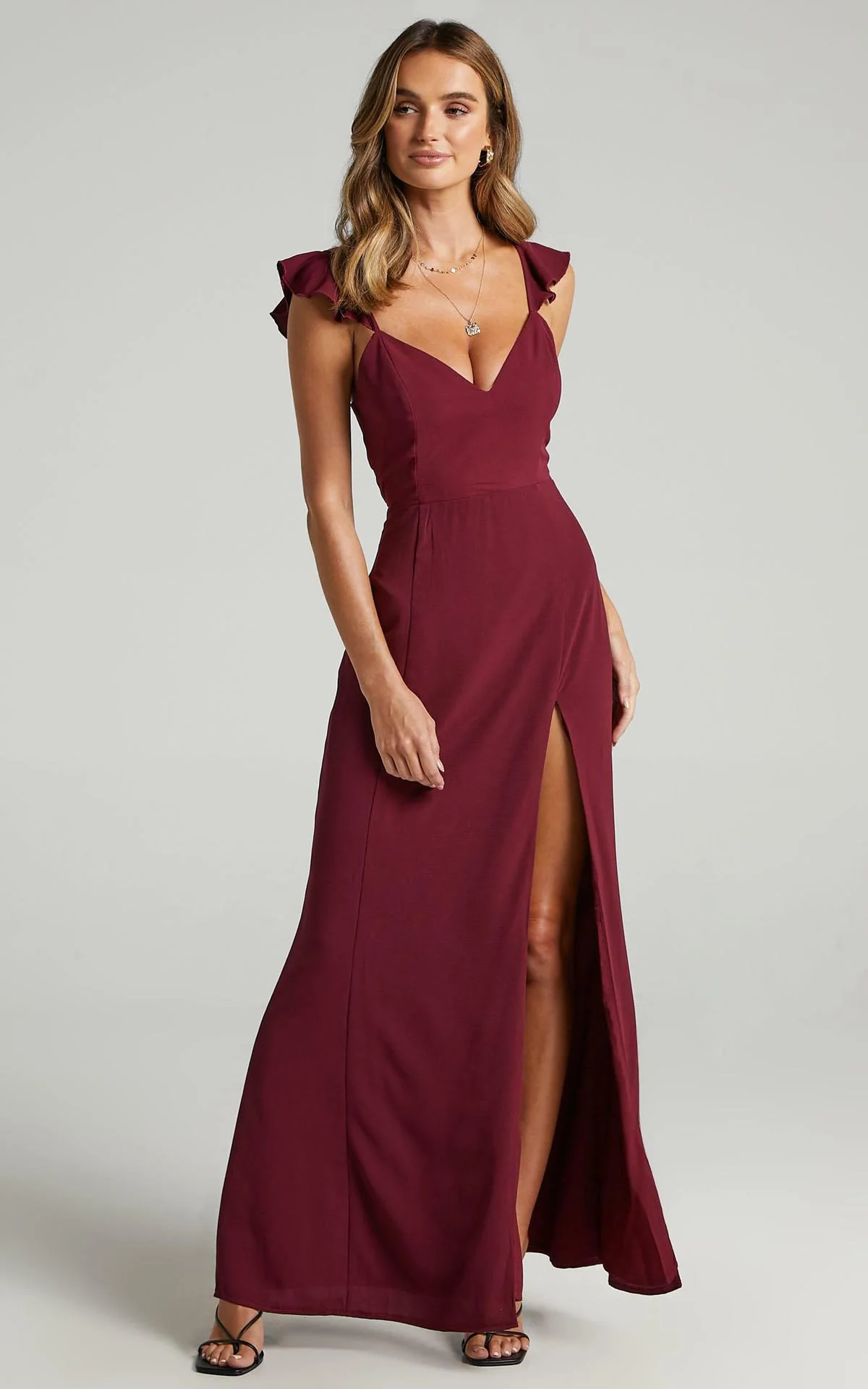 More Than This Ruffle Strap Maxi Dress - Red - Image 7