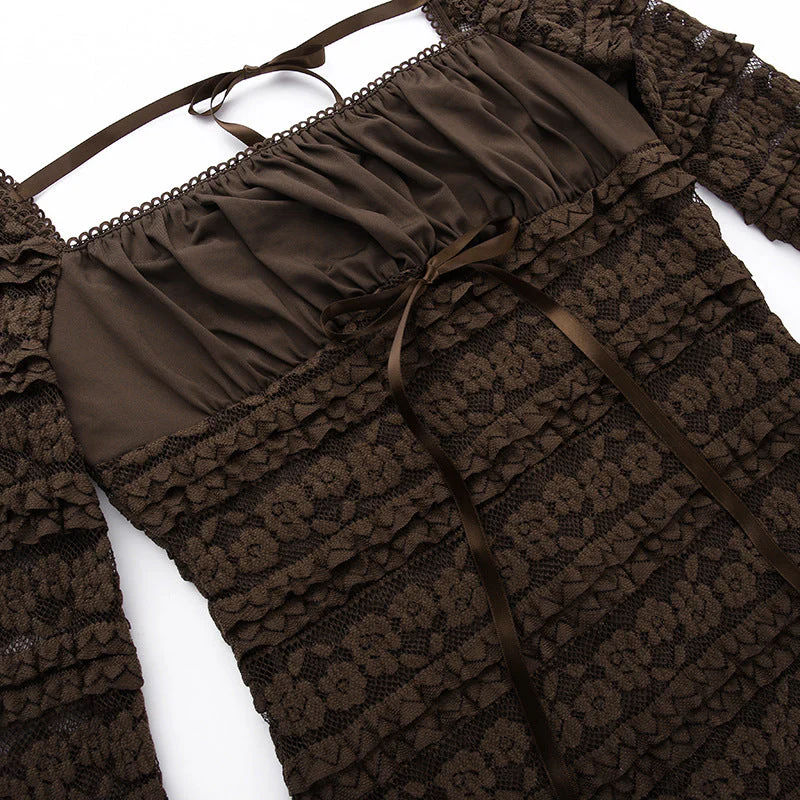 AMINA Long Sleeve RUFFLE FLARED Mini Dress - Image 12
