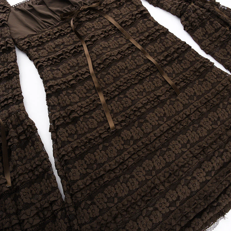 AMINA Long Sleeve RUFFLE FLARED Mini Dress - Image 13