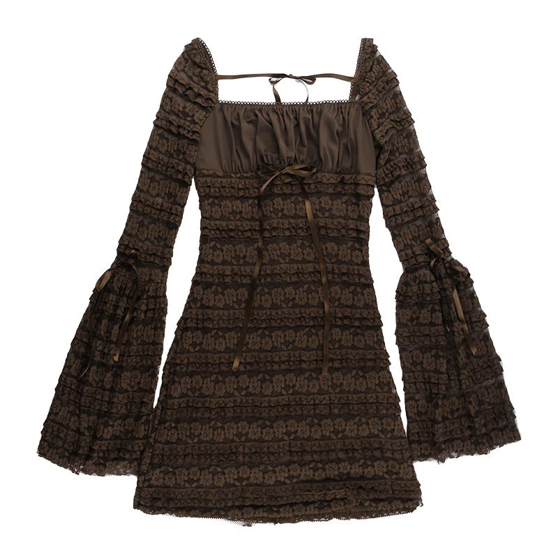 AMINA Long Sleeve RUFFLE FLARED Mini Dress - Image 8