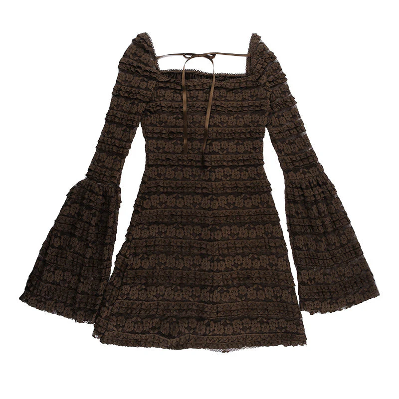 AMINA Long Sleeve RUFFLE FLARED Mini Dress - Image 9