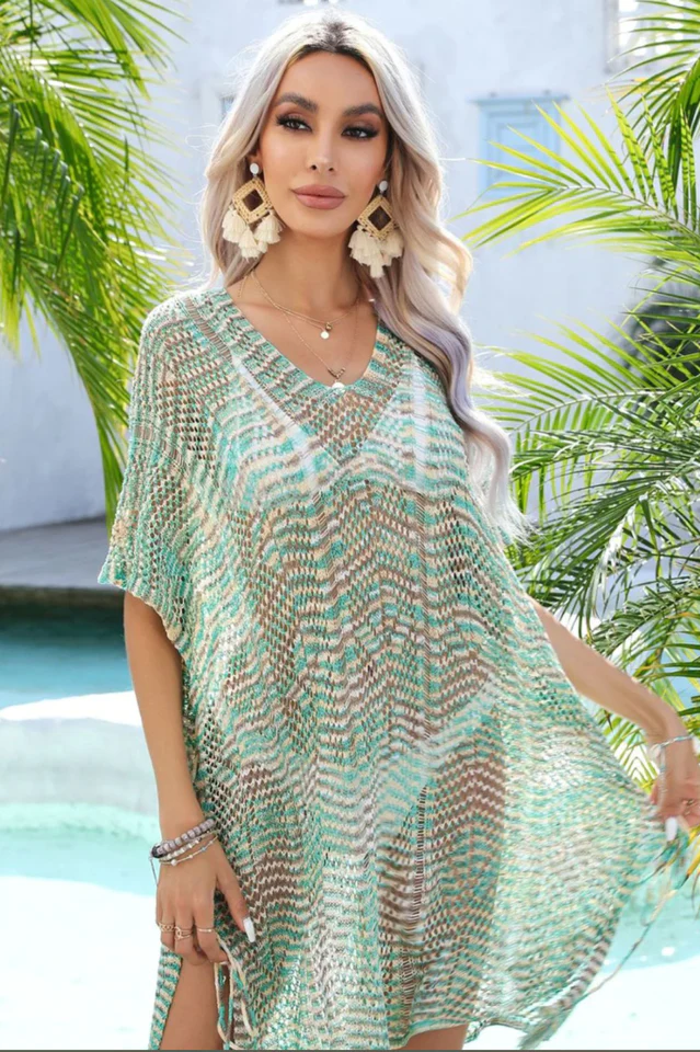 Multicolored Openwork Tassel Slit Cover-Up - Image 20