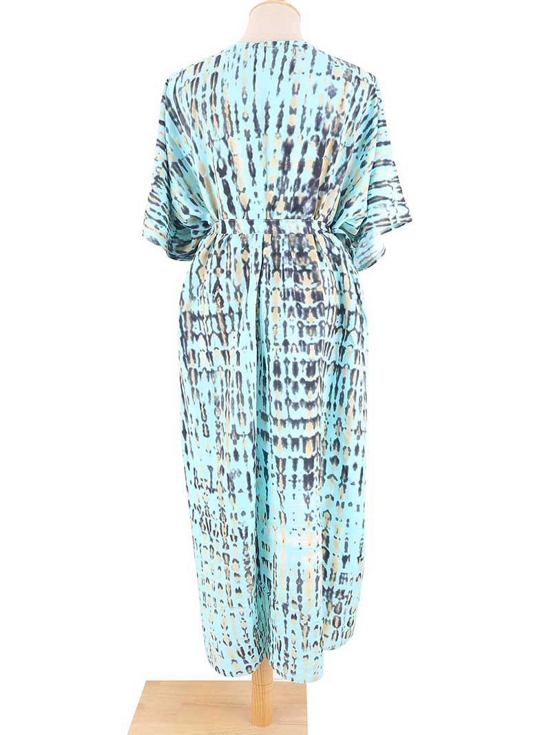 Tie-Dye Print Different Colors Rayon Long Length Gown Kimono Duster Robe - Image 27