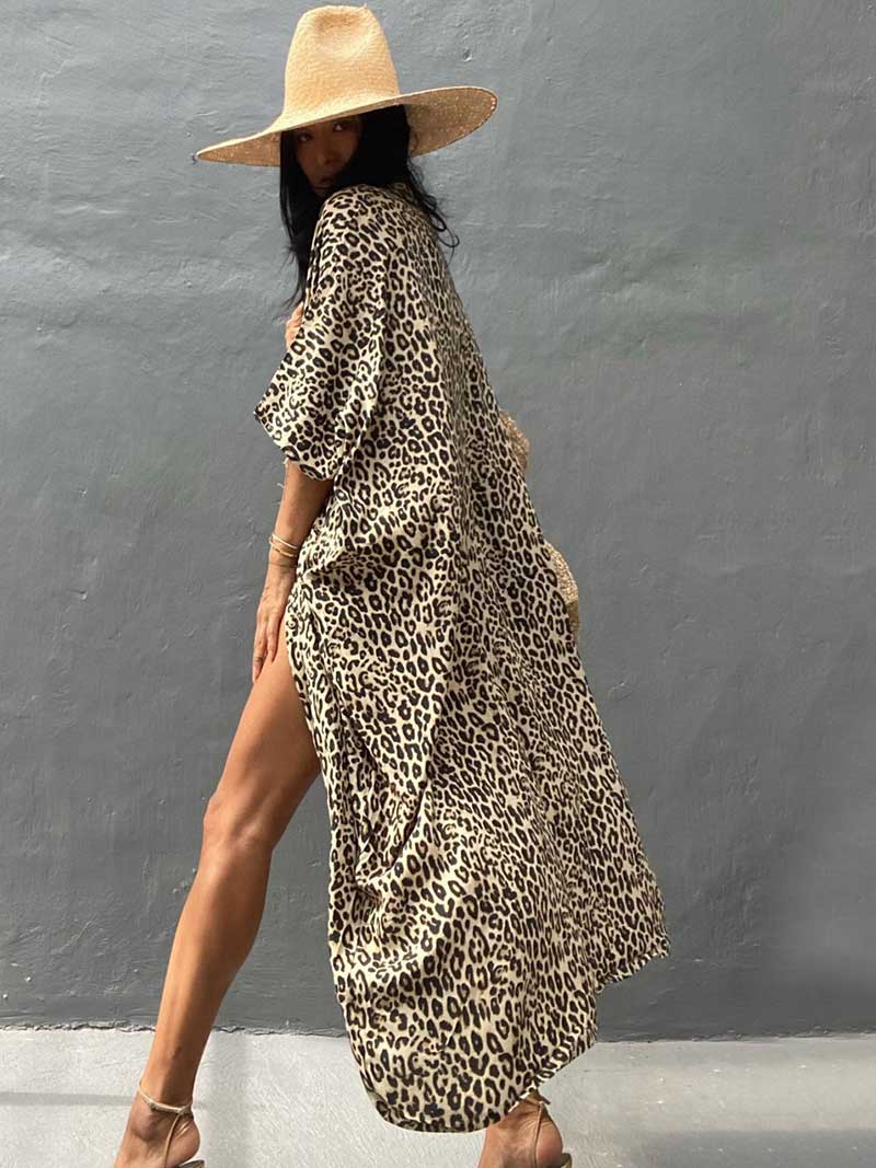 Tie-Dye Print Different Colors Rayon Long Length Gown Kimono Duster Robe - Image 12