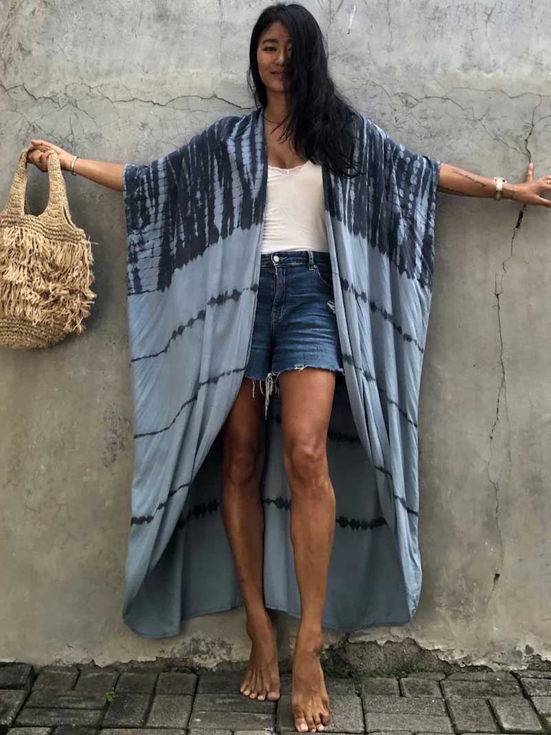 Tie-Dye Print Different Colors Rayon Long Length Gown Kimono Duster Robe - Image 22