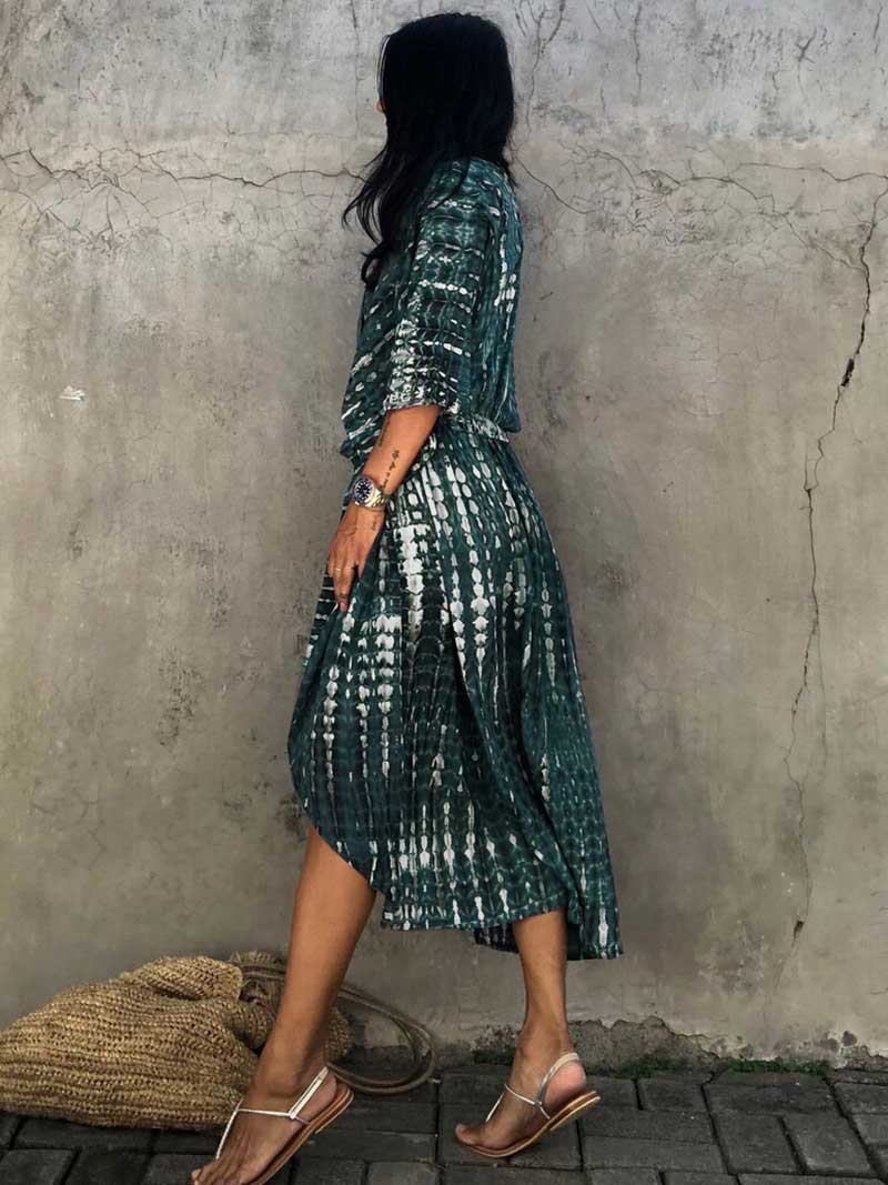 Tie-Dye Print Different Colors Rayon Long Length Gown Kimono Duster Robe - Image 26