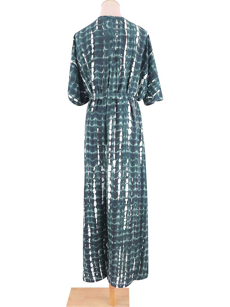 Tie-Dye Print Different Colors Rayon Long Length Gown Kimono Duster Robe - Image 6