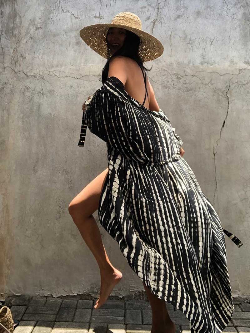 Tie-Dye Print Different Colors Rayon Long Length Gown Kimono Duster Robe - Image 21